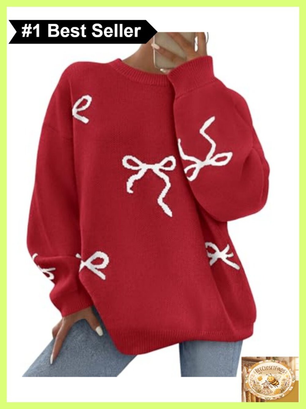 PRETTYGARDEN Women Long Sleeve Bow Oversized Sweater Chunky Knit Pullover
